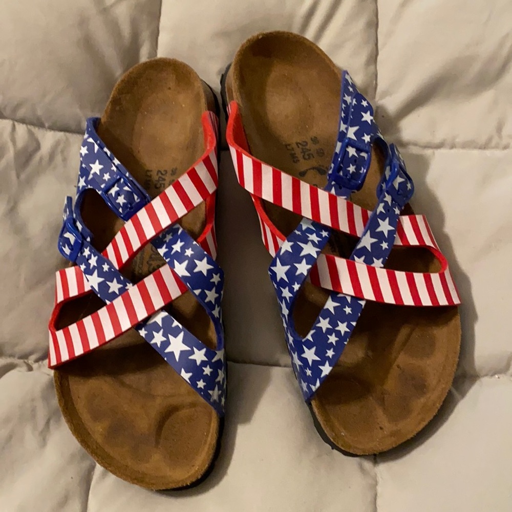 Birkenstock patriotic sandal. Size 8. Seldom worn. Great condition